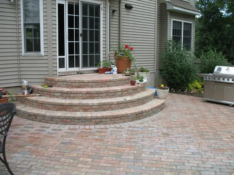 Stone entry steps — Long Island residence